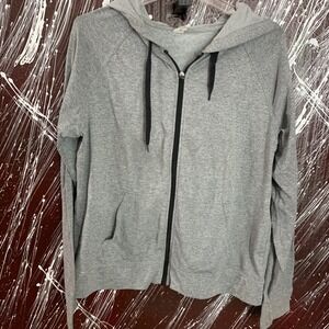 Athletic Works Womens Gray Full Zip Hoodie Thumb Hole Sweatshirt L 12-14 RN52469